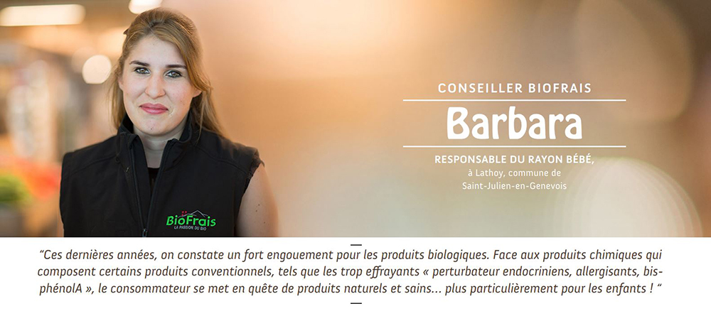 Barbara, conseillère au rayon Bébé chez BioFrais