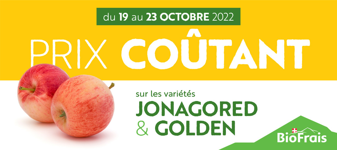 Les pommes Jonagored et Golden à prix coûtant !