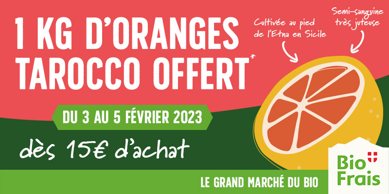 1 kg d&rsquo;oranges Tarocco offert du 3 au 5 février !