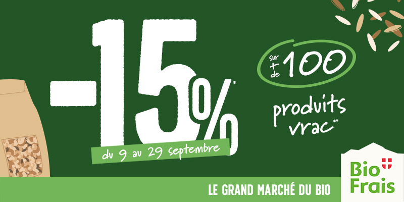 -15% sur le vrac du 9 au 29 septembre