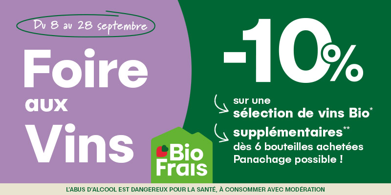 Foire aux vins Bio du 8 au 28 septembre